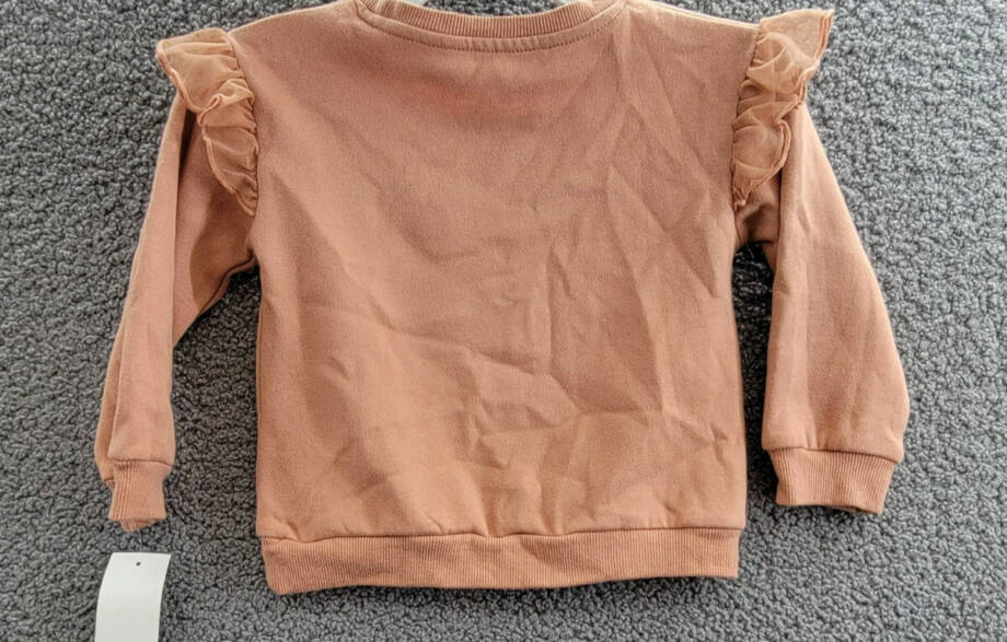 Hello Kitty Long Sleeve Ruffle Sweatshirt Toddler Girls 3T Brown Multi Crew Neck