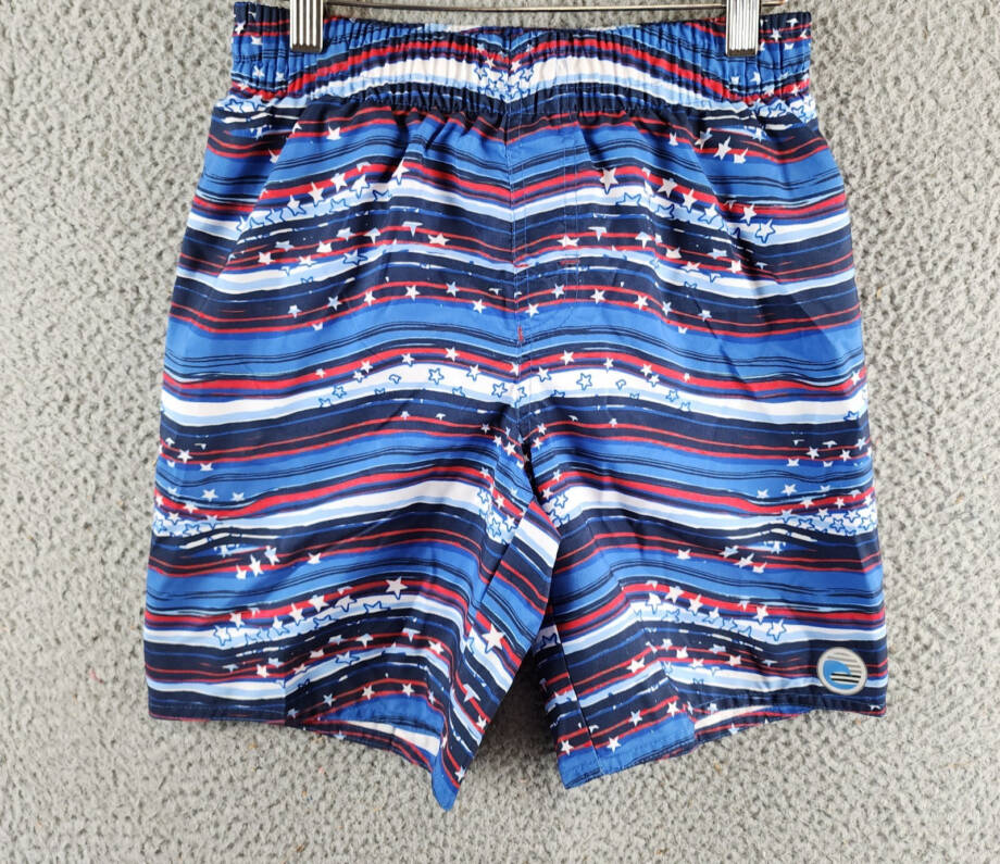 Laguna Stars & Stripes Volley Swim Trunks Big Boys M 10/12 Strong Blue Pull On