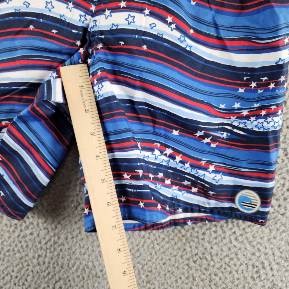 Laguna Stars & Stripes Volley Swim Trunks Big Boys M 10/12 Strong Blue Pull On
