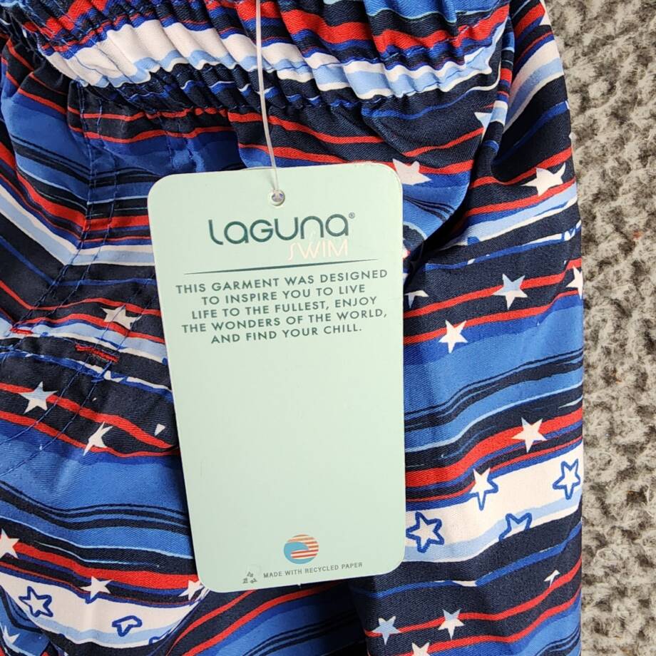 Laguna Stars & Stripes Volley Swim Trunks Big Boys M 10/12 Strong Blue Pull On