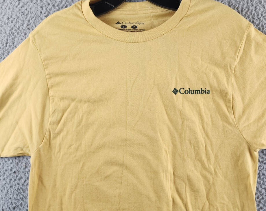 Columbia Heaven Explore Outdoors Graphic T-Shirt Men's S Mustard Crewneck S/S