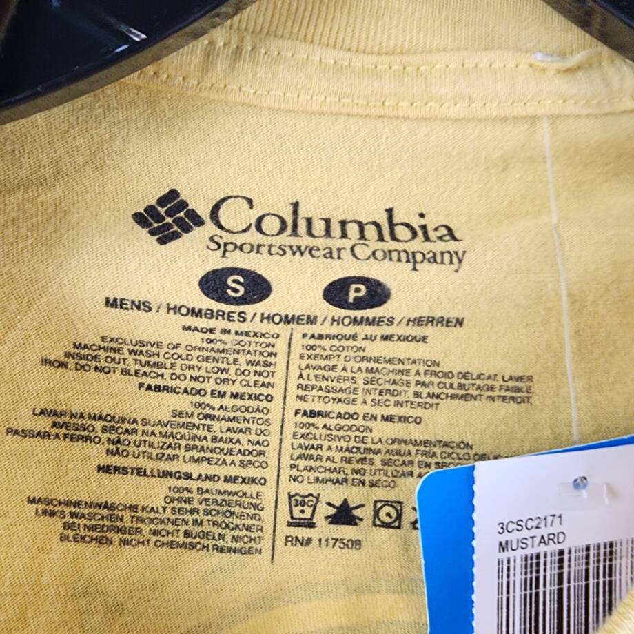 Columbia Heaven Explore Outdoors Graphic T-Shirt Men's S Mustard Crewneck S/S