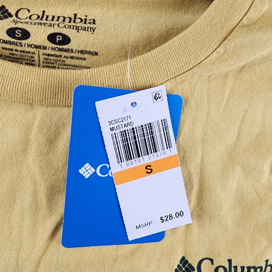 Columbia Heaven Explore Outdoors Graphic T-Shirt Men's S Mustard Crewneck S/S