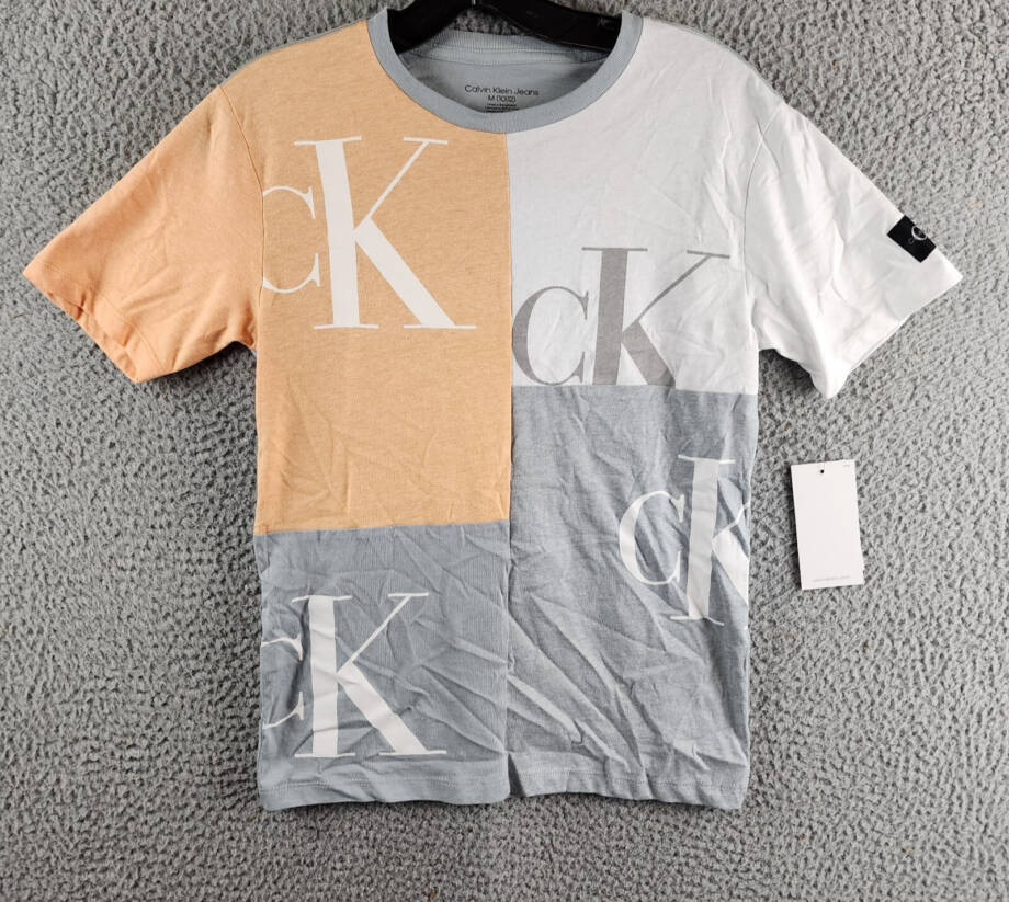 Calvin Klein Block Party Short-Sleeve Graphic T-Shirt Big Boys M 10/12 Quarry