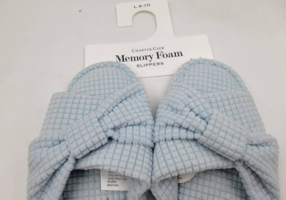 Charter Club Textured Knot-Top Slippers Women's L 9-10US Crystallin Blue Slip On