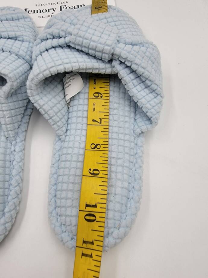 Charter Club Textured Knot-Top Slippers Women's L 9-10US Crystallin Blue Slip On