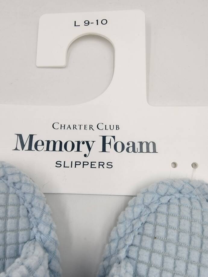 Charter Club Textured Knot-Top Slippers Women's L 9-10US Crystallin Blue Slip On
