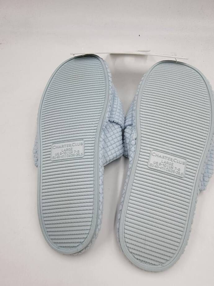 Charter Club Textured Knot-Top Slippers Women's L 9-10US Crystallin Blue Slip On