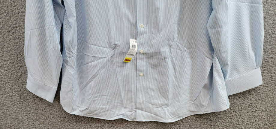 Club Room Regular Fit Traveler Fine Stripe Dress Shirt Men's 18 36-37 Light Blue