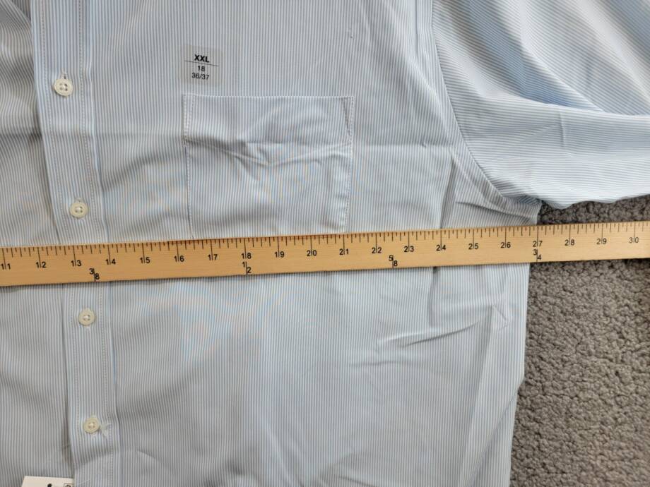 Club Room Regular Fit Traveler Fine Stripe Dress Shirt Men's 18 36-37 Light Blue