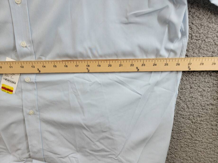 Club Room Regular Fit Traveler Fine Stripe Dress Shirt Men's 18 36-37 Light Blue