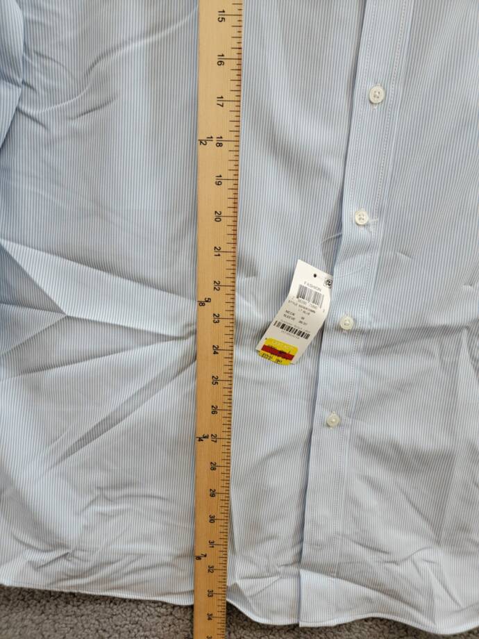 Club Room Regular Fit Traveler Fine Stripe Dress Shirt Men's 18 36-37 Light Blue