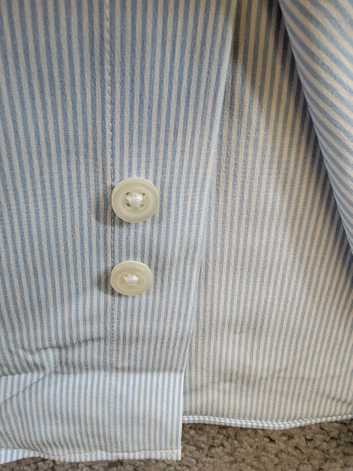 Club Room Regular Fit Traveler Fine Stripe Dress Shirt Men's 18 36-37 Light Blue