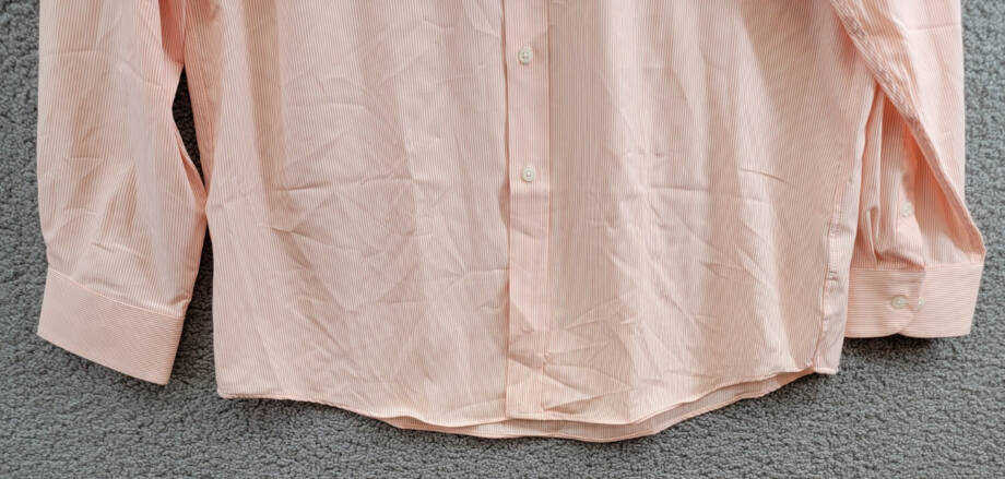 Club Room Striped Dress Shirt Men's 16 (34-35) Orange/White Front Button Closure