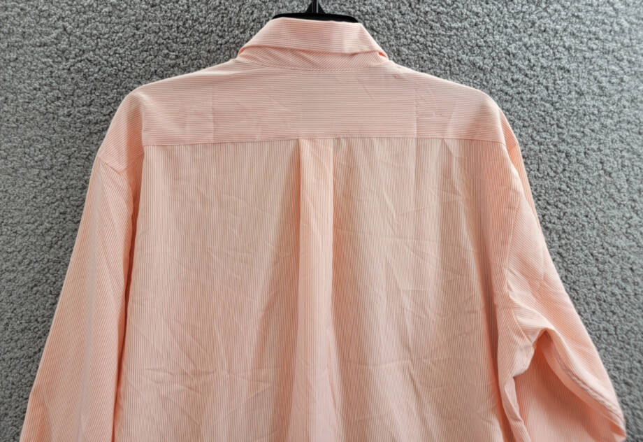 Club Room Striped Dress Shirt Men's 16 (34-35) Orange/White Front Button Closure