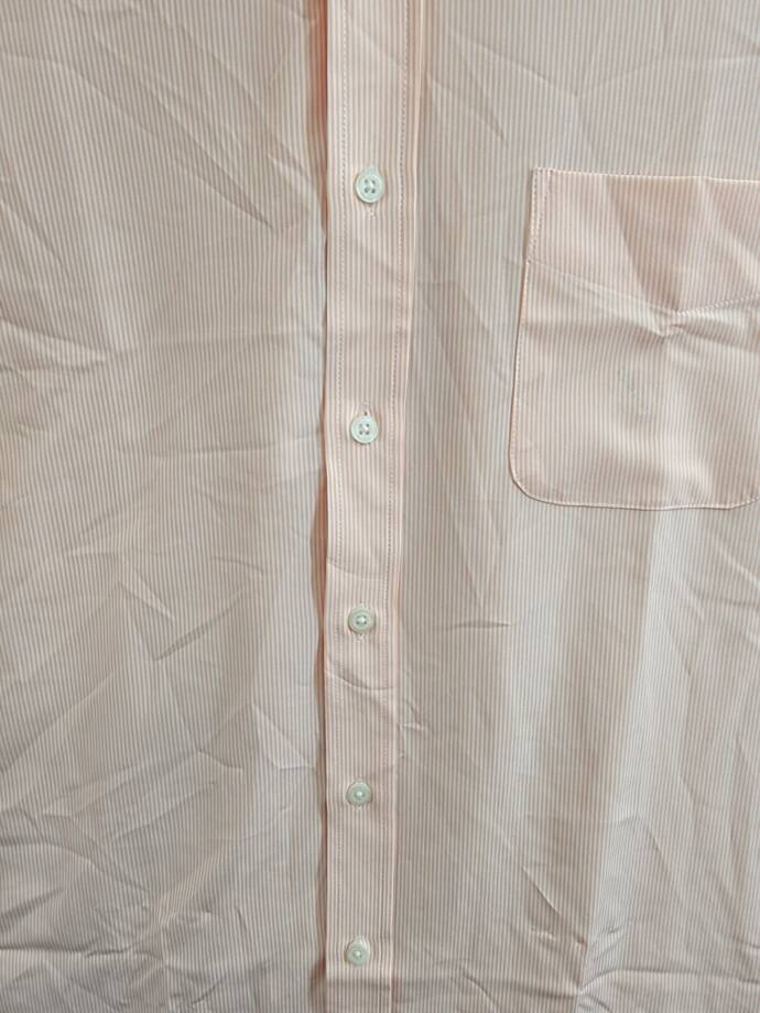 Club Room Striped Dress Shirt Men's 16 (34-35) Orange/White Front Button Closure