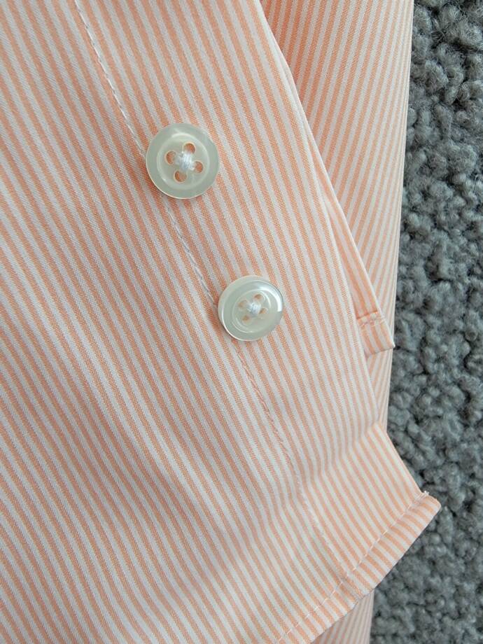 Club Room Striped Dress Shirt Men's 16 (34-35) Orange/White Front Button Closure
