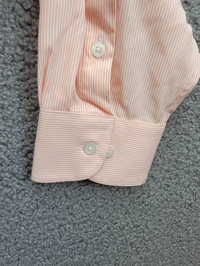 Club Room Striped Dress Shirt Men's 16 (34-35) Orange/White Front Button Closure