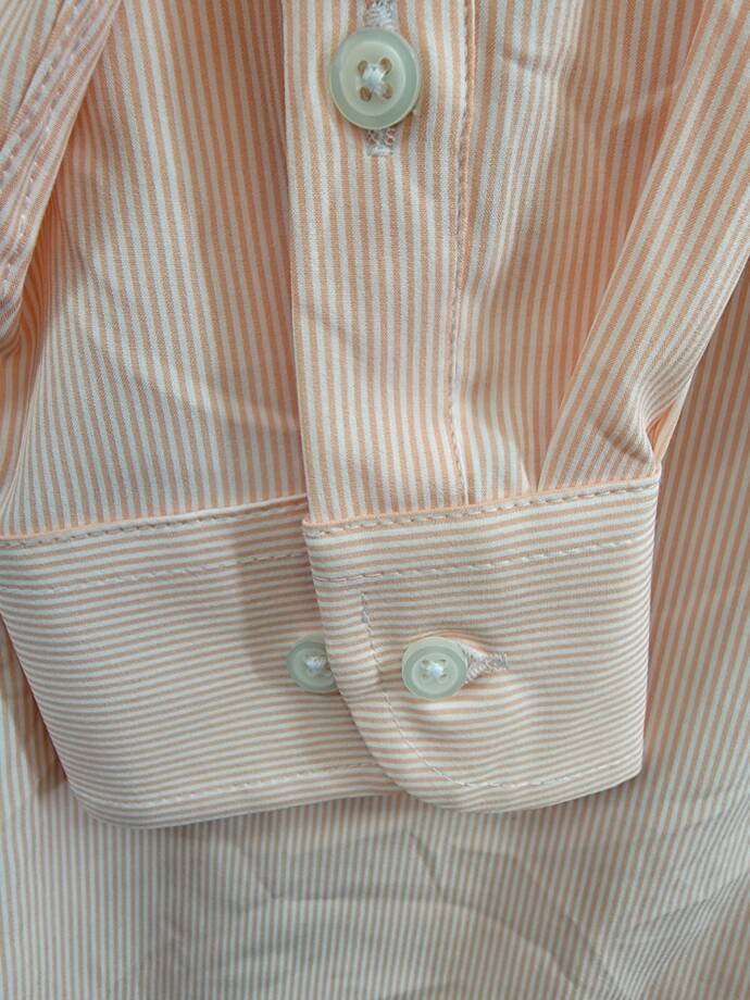 Club Room Striped Dress Shirt Men's 16 (34-35) Orange/White Front Button Closure
