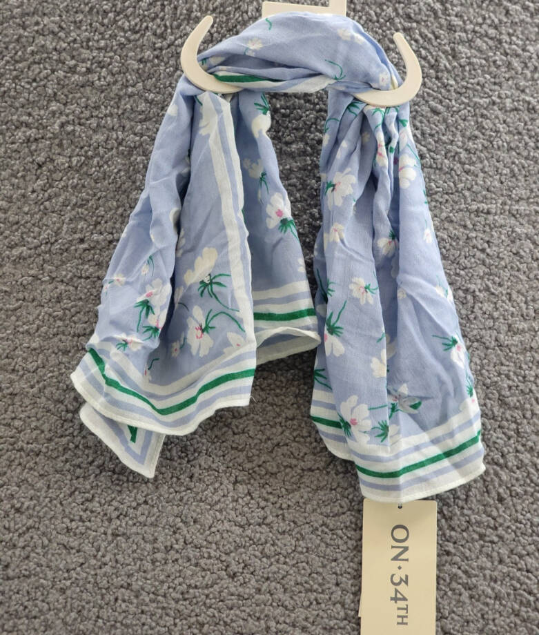 On 34th Cheerful Floral Square Scarf Women's One Size White Multi