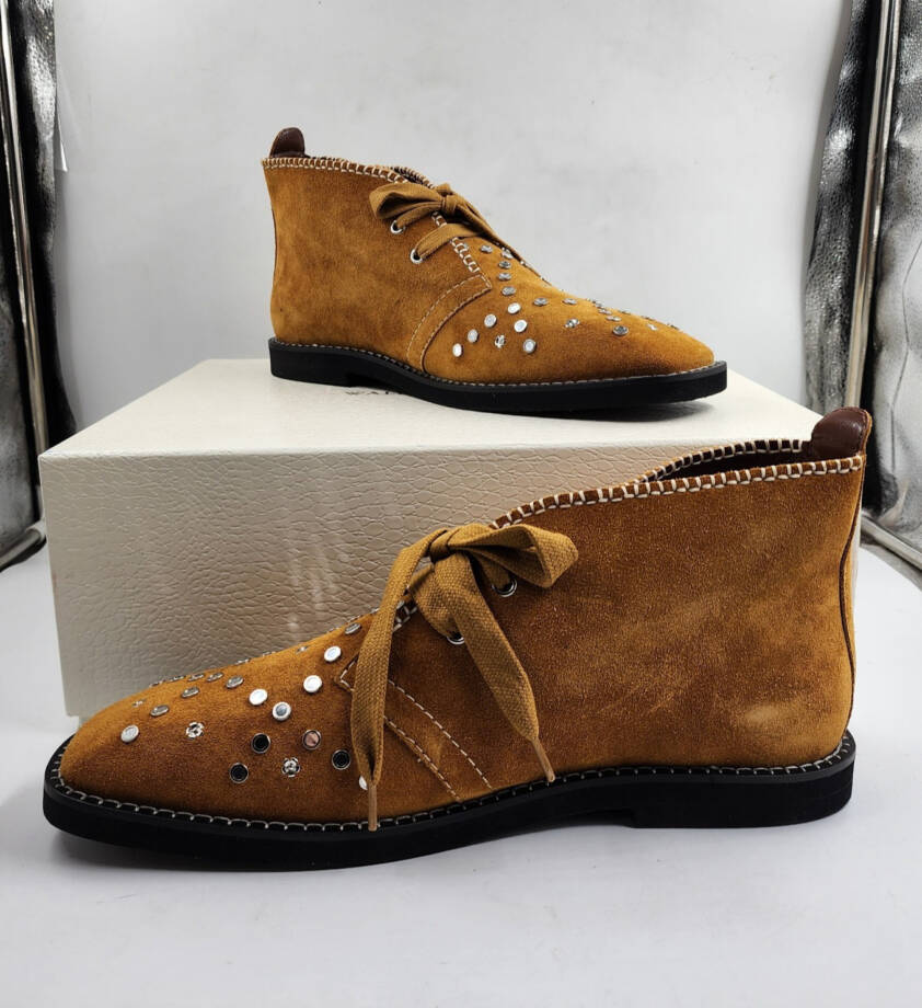 Wales Bonner Lace-up with Studs Studded Suede Chelsea Boots Men's 44 Tan