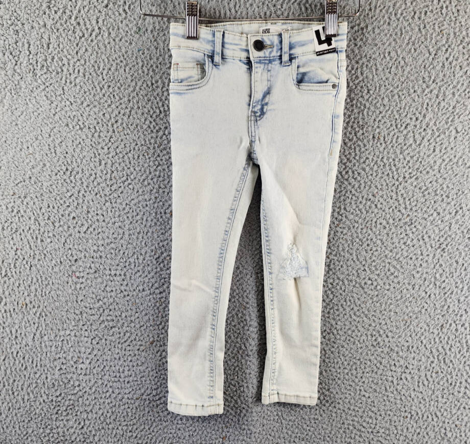 Cotton On Slim Fit Jeans Little Boys 4 Bells Light Blue Zip Fly Button Closure