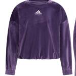 Adidas Long Sleeve Athletic Velour Top Little Girls 5 Dark Violet Elastic Cuffs