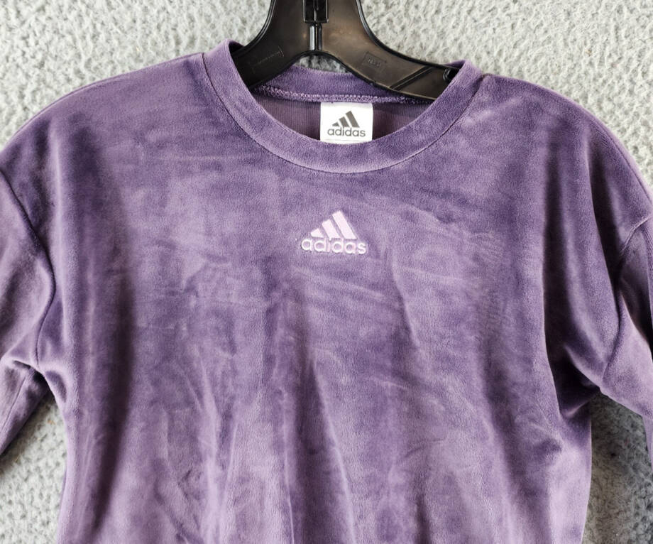 Adidas Long Sleeve Athletic Velour Top Little Girls 5 Dark Violet Elastic Cuffs