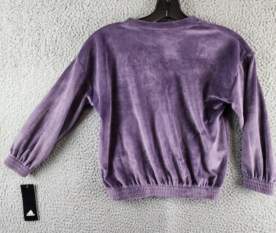 Adidas Long Sleeve Athletic Velour Top Little Girls 5 Dark Violet Elastic Cuffs