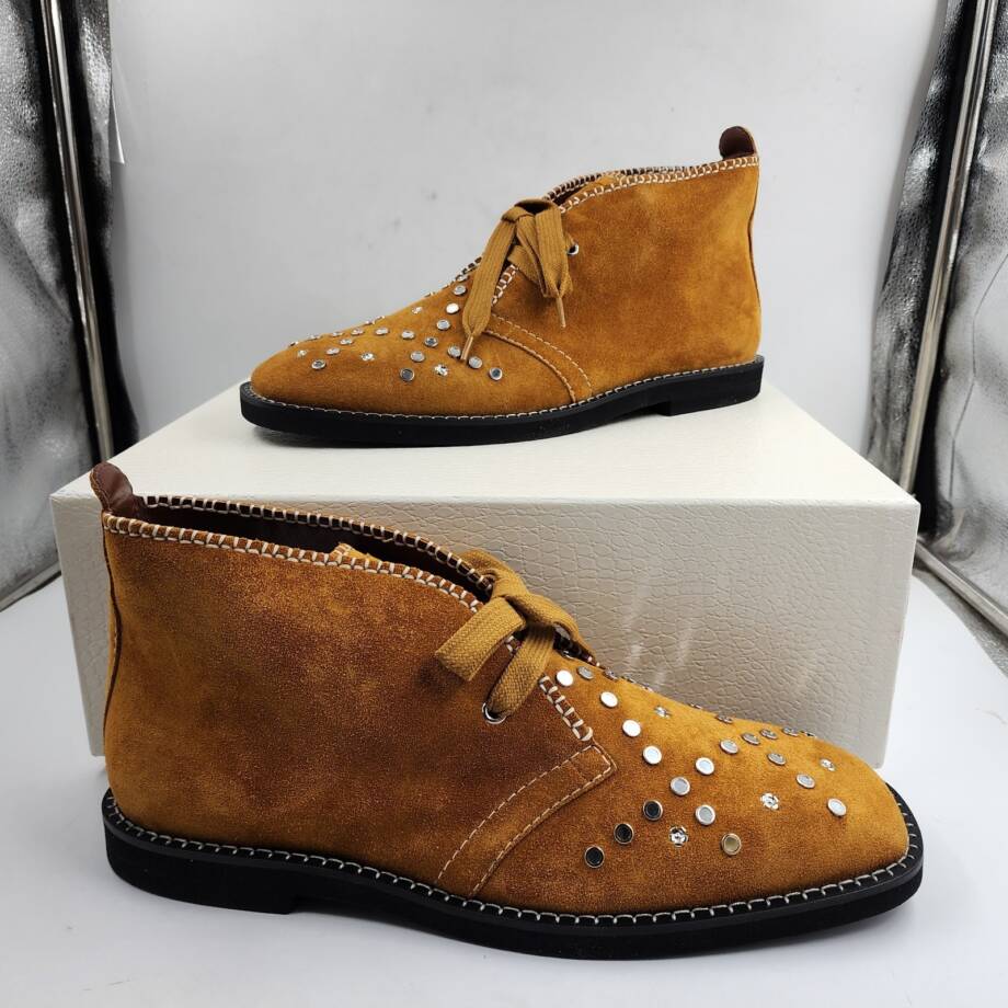Wales Bonner Lace-up with Studs Studded Suede Chelsea Boots Men's 44 Tan