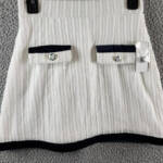 SHEIN MOD Colorblock Knit Flip Skirt Women's White/Navy Elastic Waist Pull On SM