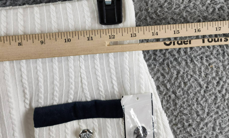 SHEIN MOD Colorblock Knit Flip Skirt Women's White/Navy Elastic Waist Pull On SM