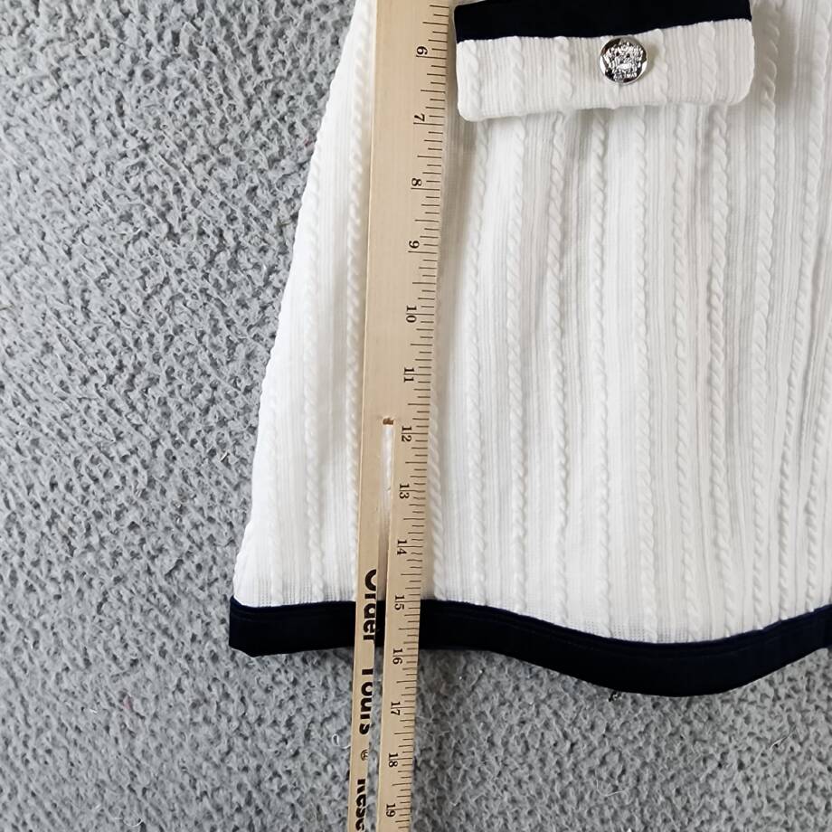 SHEIN MOD Colorblock Knit Flip Skirt Women's White/Navy Elastic Waist Pull On SM
