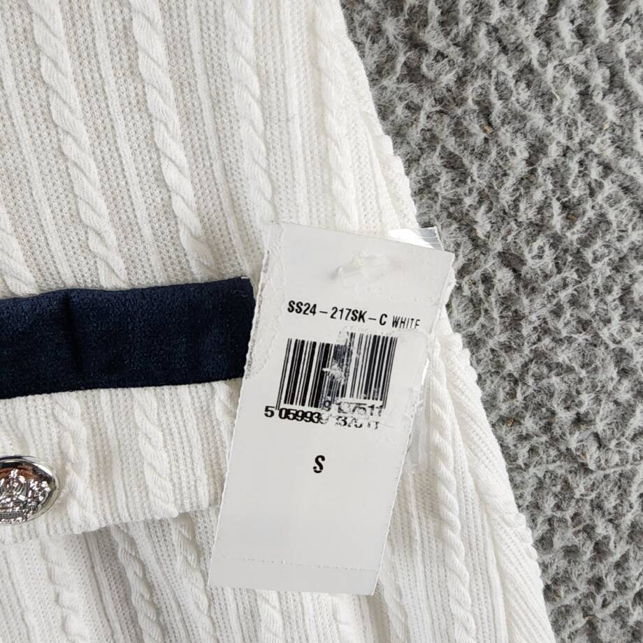 SHEIN MOD Colorblock Knit Flip Skirt Women's White/Navy Elastic Waist Pull On SM