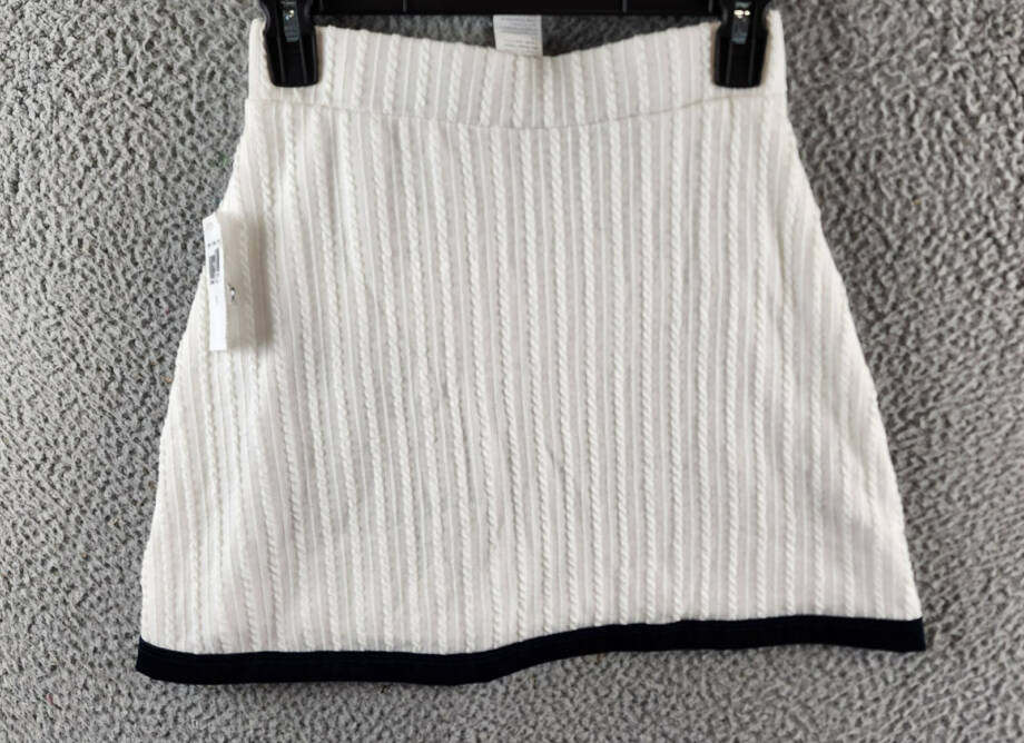 SHEIN MOD Colorblock Knit Flip Skirt Women's White/Navy Elastic Waist Pull On SM