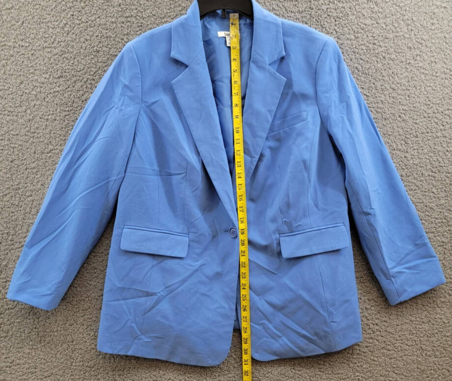 Bar III Plus Size One-Button Blazer Women's 1X Delft Blue Solid Notch Lapel L/S