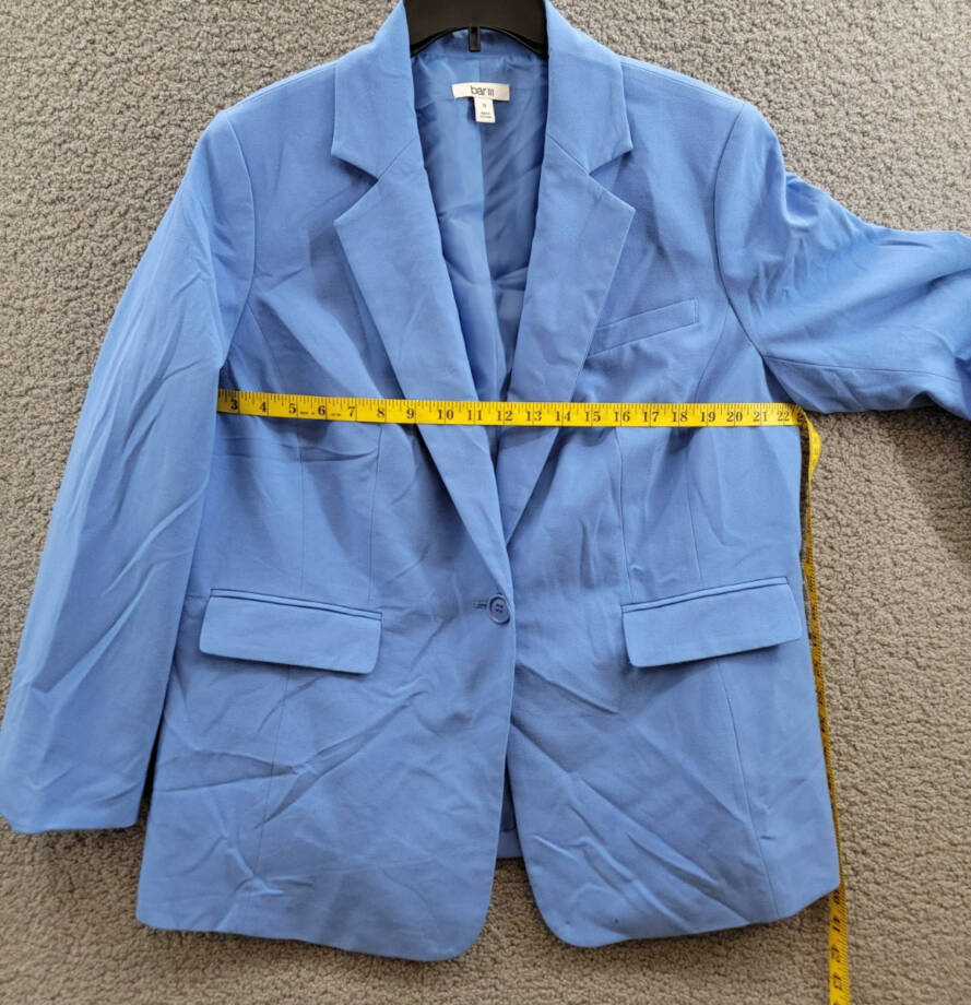 Bar III Plus Size One-Button Blazer Women's 1X Delft Blue Solid Notch Lapel L/S