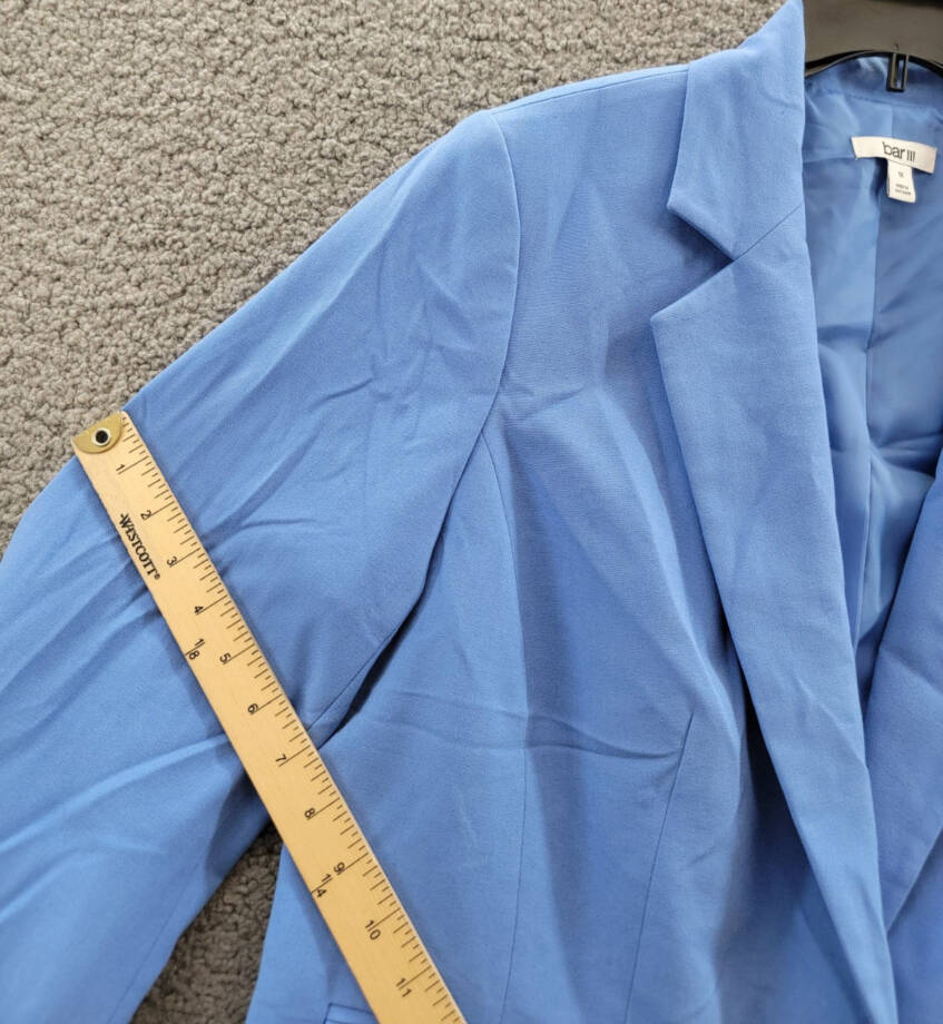 Bar III Plus Size One-Button Blazer Women's 1X Delft Blue Solid Notch Lapel L/S