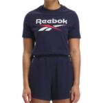 Reebok Short Sleeve Logo Graphic T-Shirt Women's S Vector Navy Crew Neck