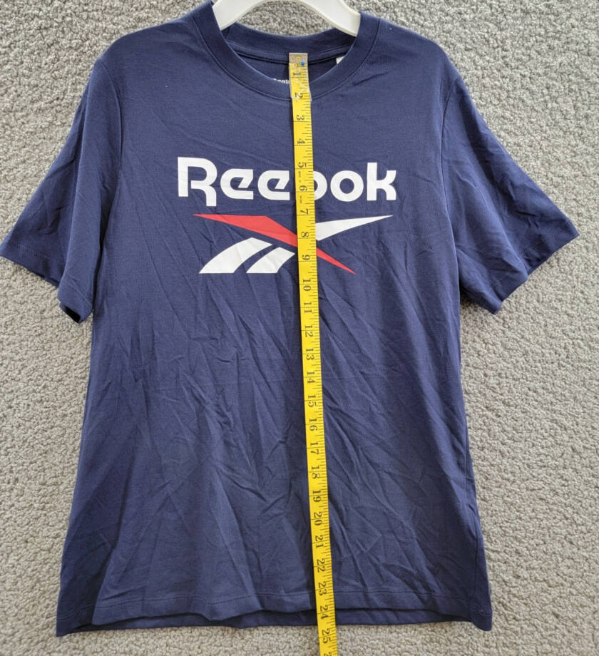 Reebok Short Sleeve Logo Graphic T-Shirt Women's S Vector Navy Crew Neck
