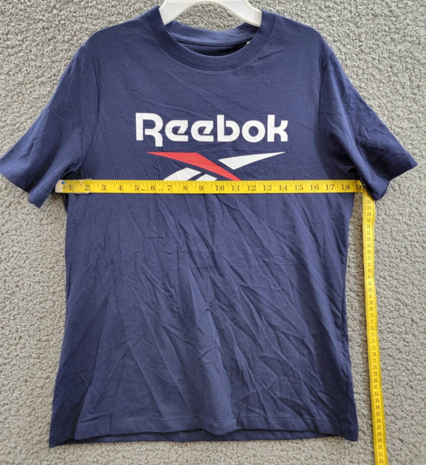 Reebok Short Sleeve Logo Graphic T-Shirt Women's S Vector Navy Crew Neck