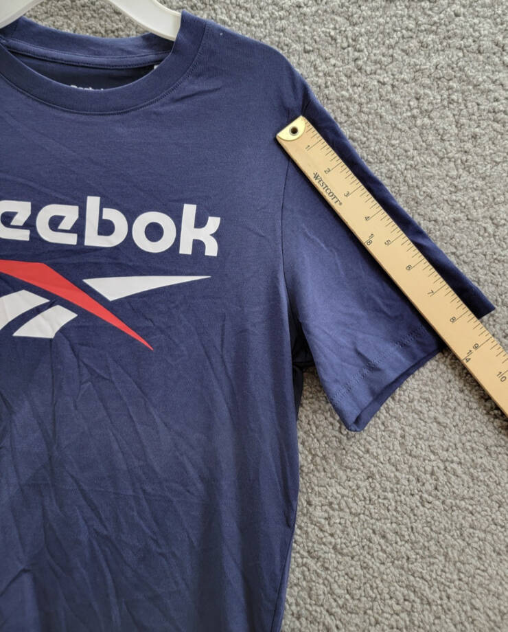 Reebok Short Sleeve Logo Graphic T-Shirt Women's S Vector Navy Crew Neck