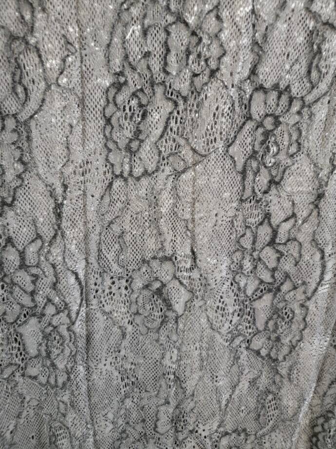 Good American Long Sleeve Lace Gown Womens S Black Semi Sheer Mock Neck Pullover