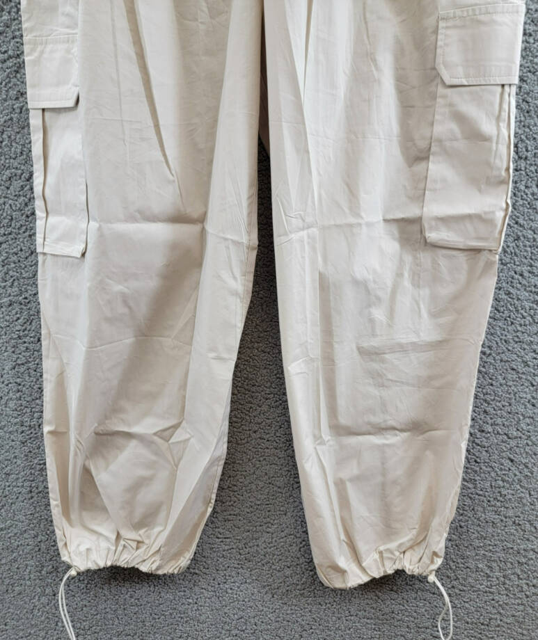 AQUA Pull On Cargo Pants Womens XXL Tan Pocket Elastic Waist Drawcord Hem PullOn