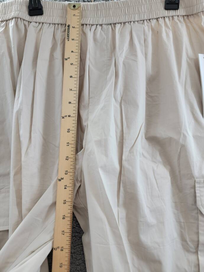 AQUA Pull On Cargo Pants Womens XXL Tan Pocket Elastic Waist Drawcord Hem PullOn