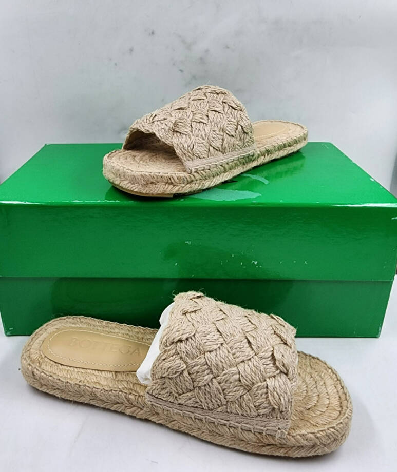 Bottega Veneta Jack Woven Espadrille Slide Sandals Women's 37/7US Maple Slip On