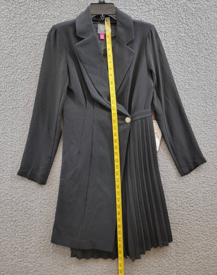 Vince Camuto Signature-Stretch Pleated-Chiffon Dress Women's 2 Black Zip Closure