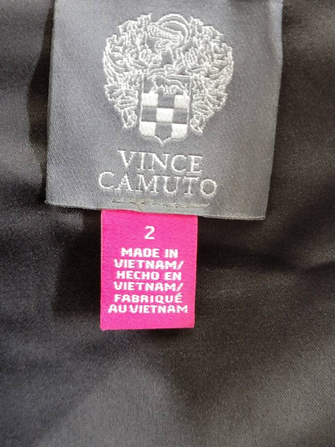 Vince Camuto Signature-Stretch Pleated-Chiffon Dress Women's 2 Black Zip Closure