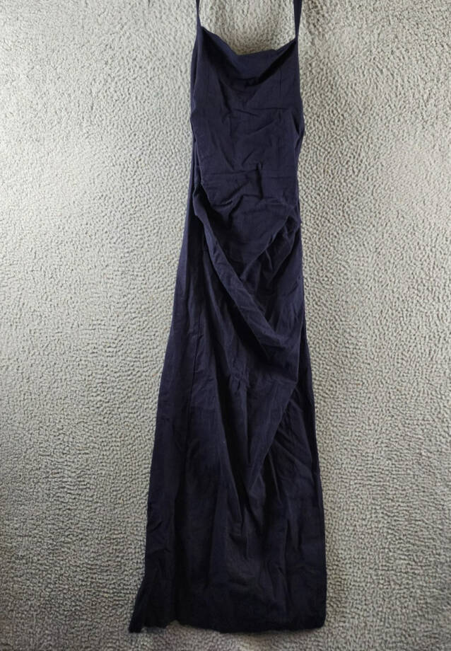 Lioness 1999 Maxi Dress Women's XS Navy Solid Halter Neck Sleeveless Back Zip