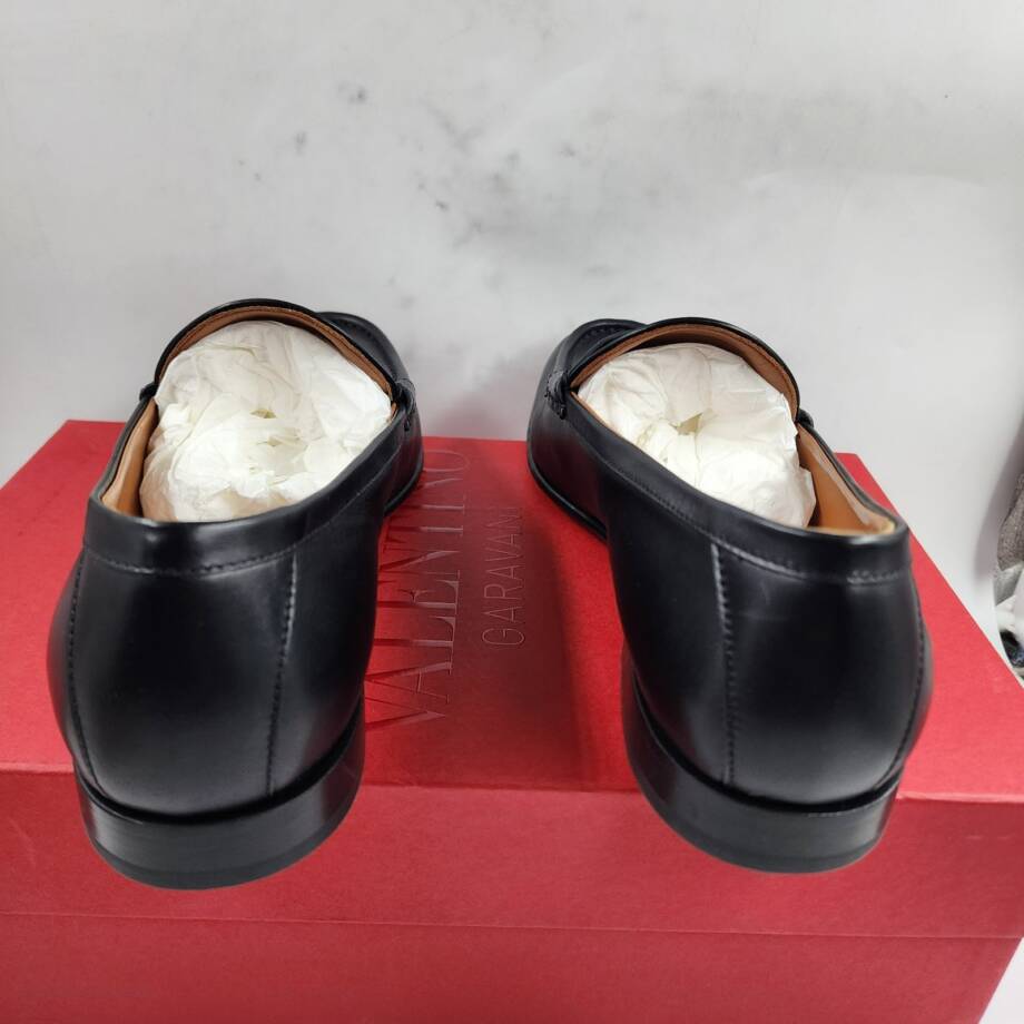 Valentino Garavani New Vlogo Signature Loafers Mens 42/9US Black Mock Toe SlipOn